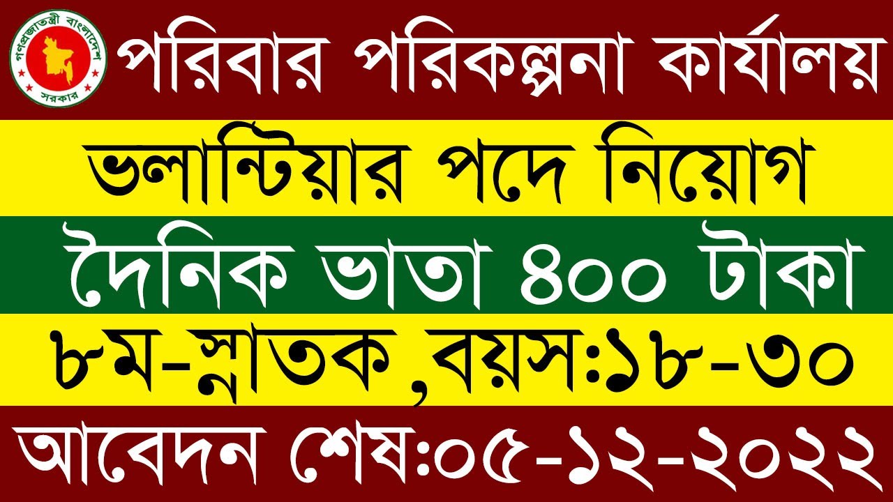 Upazila Family Planning Job Circular 2023 Pdf Download Upazila Family Planning Job Circular 2023 Pdf Download