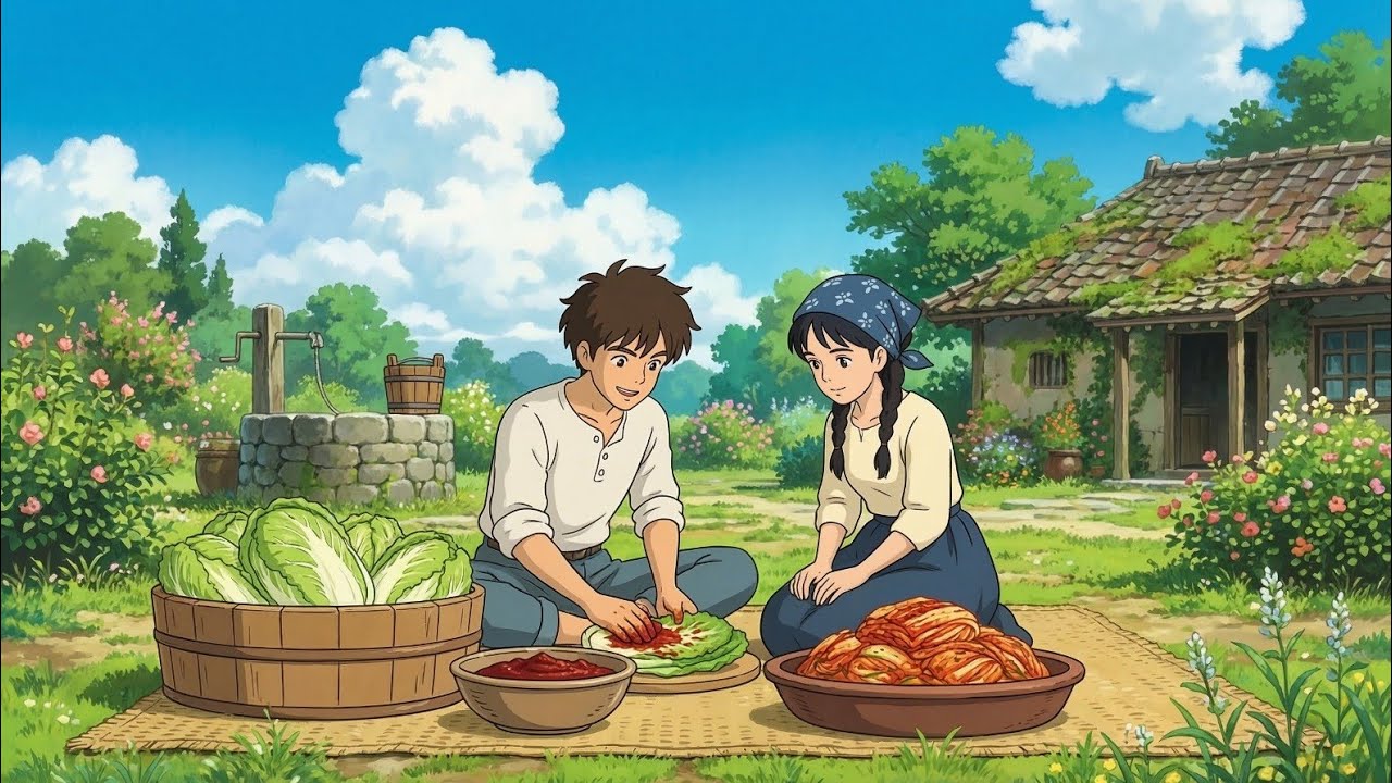 When the Summer Sun Meets the Spice: Making Kimchi Together | Ghibli-Style Story