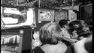 Paintings made by prisoners are put on a show for general public in San Quentin P...HD Stock Footage