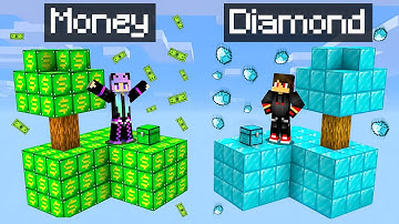 MONEY vs DIAMOND SKYBLOCK Challenge in Minecraft!