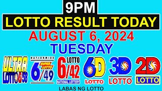 Lotto Result Today 9pm August 6 2024 (PCSO)