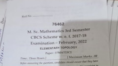M.Sc.Mathematics 3rd Semester 2022 ELEMENTARY TOPOLOGY Question Paper #knowledgeaddaofficial