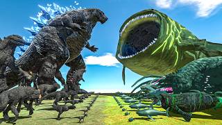 Ash Godzilla Earth Team vs Abyssal Bloop Team - Animal Revolt Battle Simulator screenshot 3
