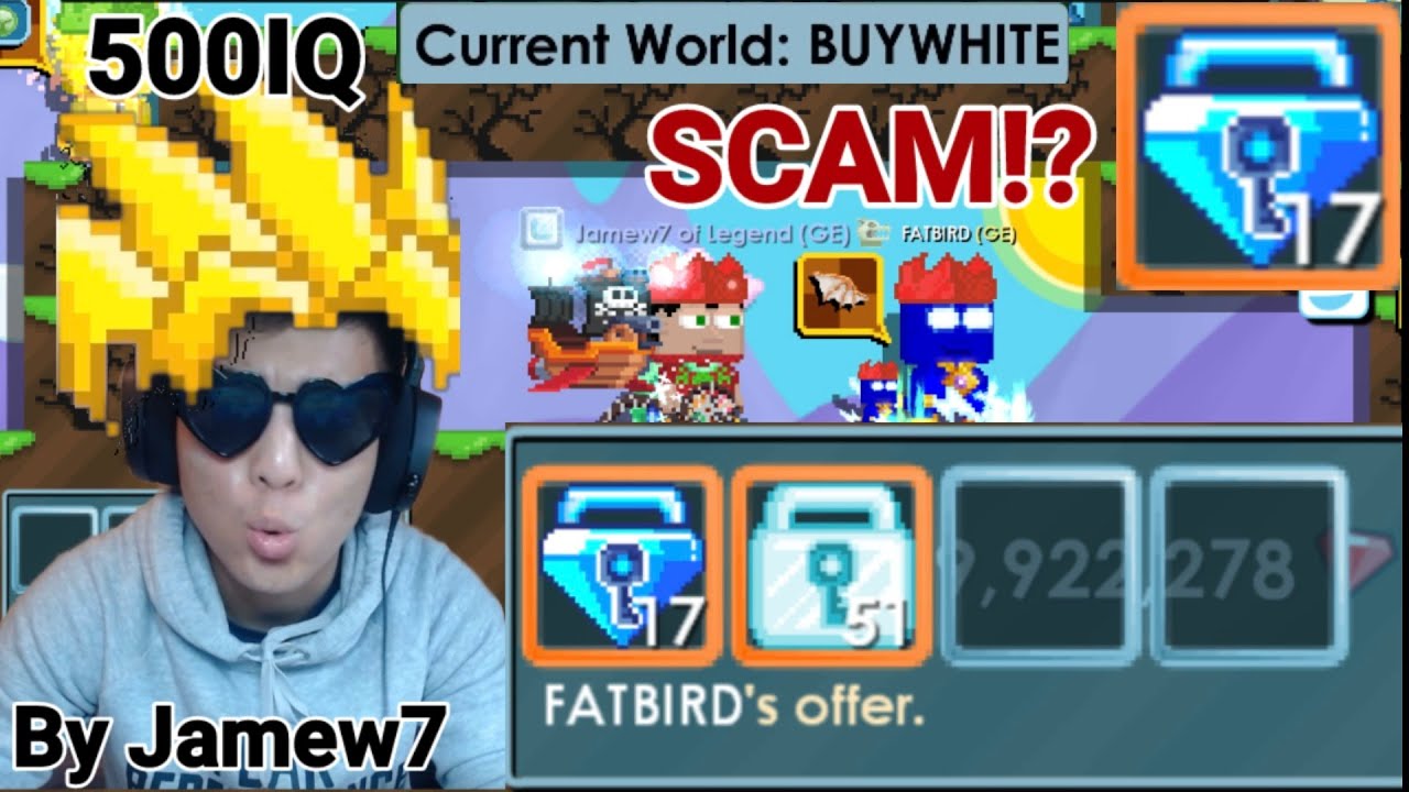 500IQ SCAM!? "BUYWHITE" Middleman 17 Blue Gem Lock (SCAM MIDDLEMAN?) OMG!! - Growtopia