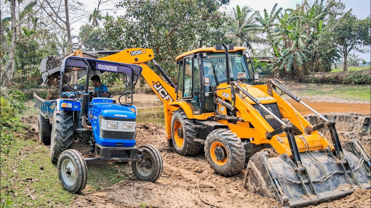 Ashok Leyland And Sonalika Tractor Working With JCB 3DX | Tractor video | Tractor stuck