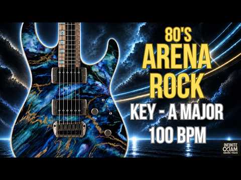 80's Arena Rock Backing Track in  A Major - Guitar Jam 100 BPM