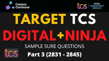 TCS DIGITAL NINJA - Aptitude Sample Sure Questions with Answers | Part 3 | 2831 - 2845 | By MJ