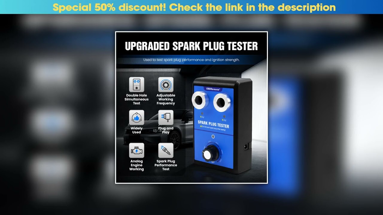 Today Only OBDResource Car Spark Plug Tester Dual Holes 0-6000rpm Work Frequency Auto Engine Igniti
