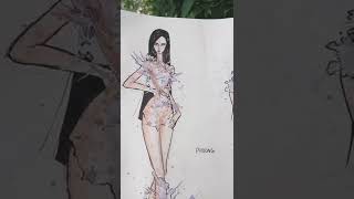 Violet Color - Vẽ Trang Phục Màu Tím Theo Phong Cách Phẩy Màu Nước