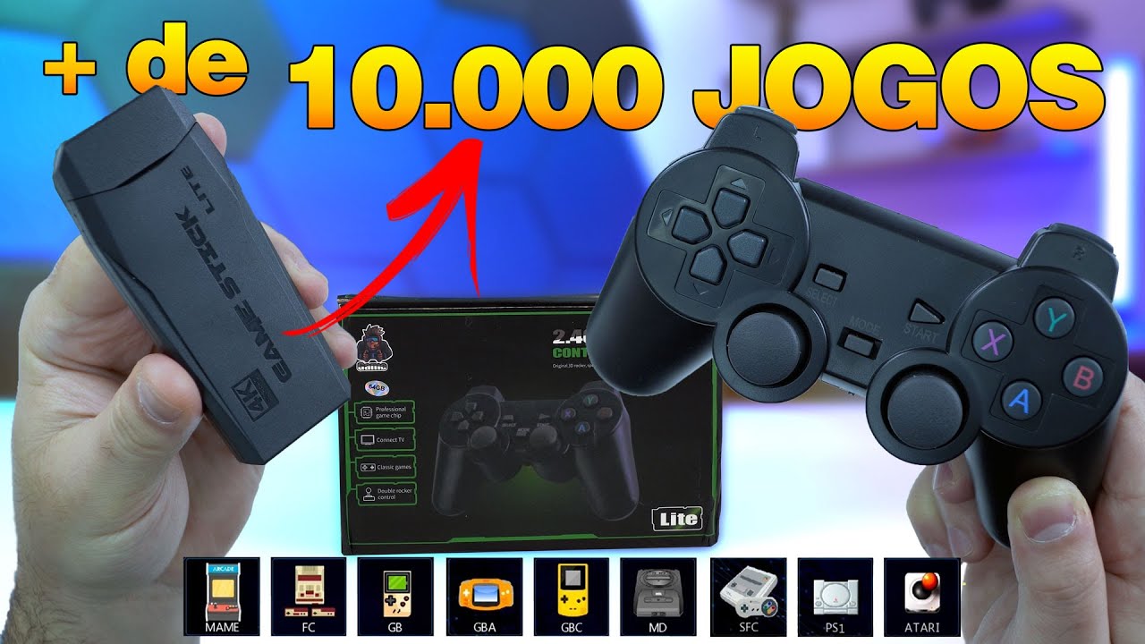 Videogame Game Stick Lite 10000 Jogos Clássicos e 2 Controles Sem Fio -  Cadê Meu Jogo