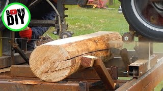 sawmilling ash tree on my homemade band sawmill