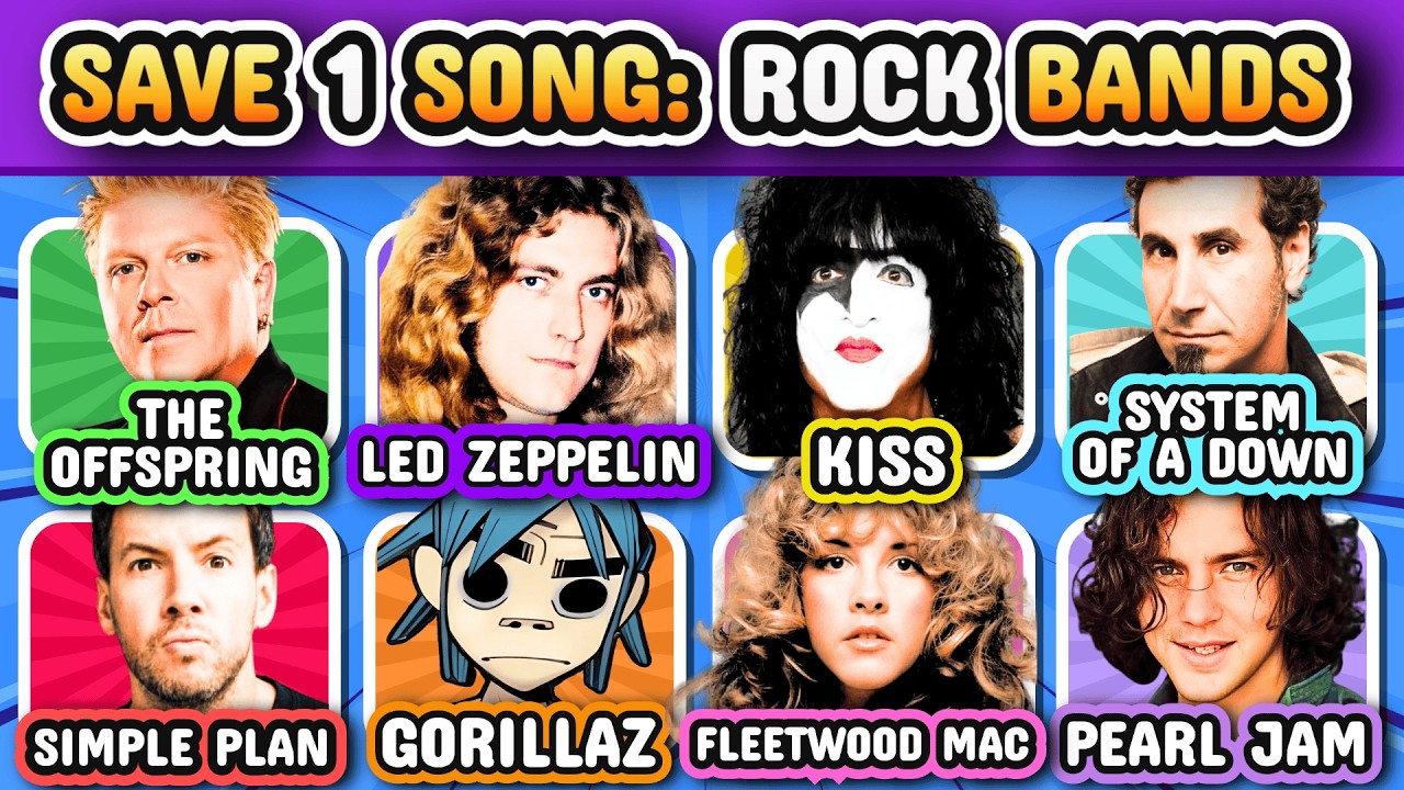 Save One Song per ROCK BAND 🤘🎸 | Epic 6 Songs Challenge  |  Music Quiz