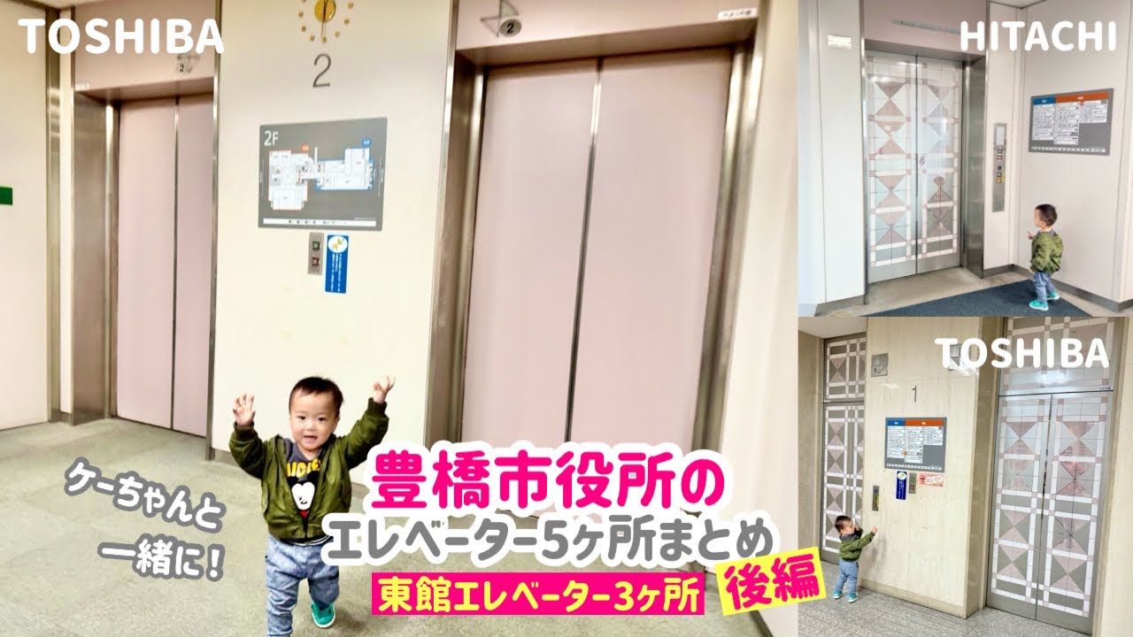 【424日目】豊橋市役所のエレベーター（5ヶ所まとめ）【後編：東館3ヶ所】（東芝製＆日立製）