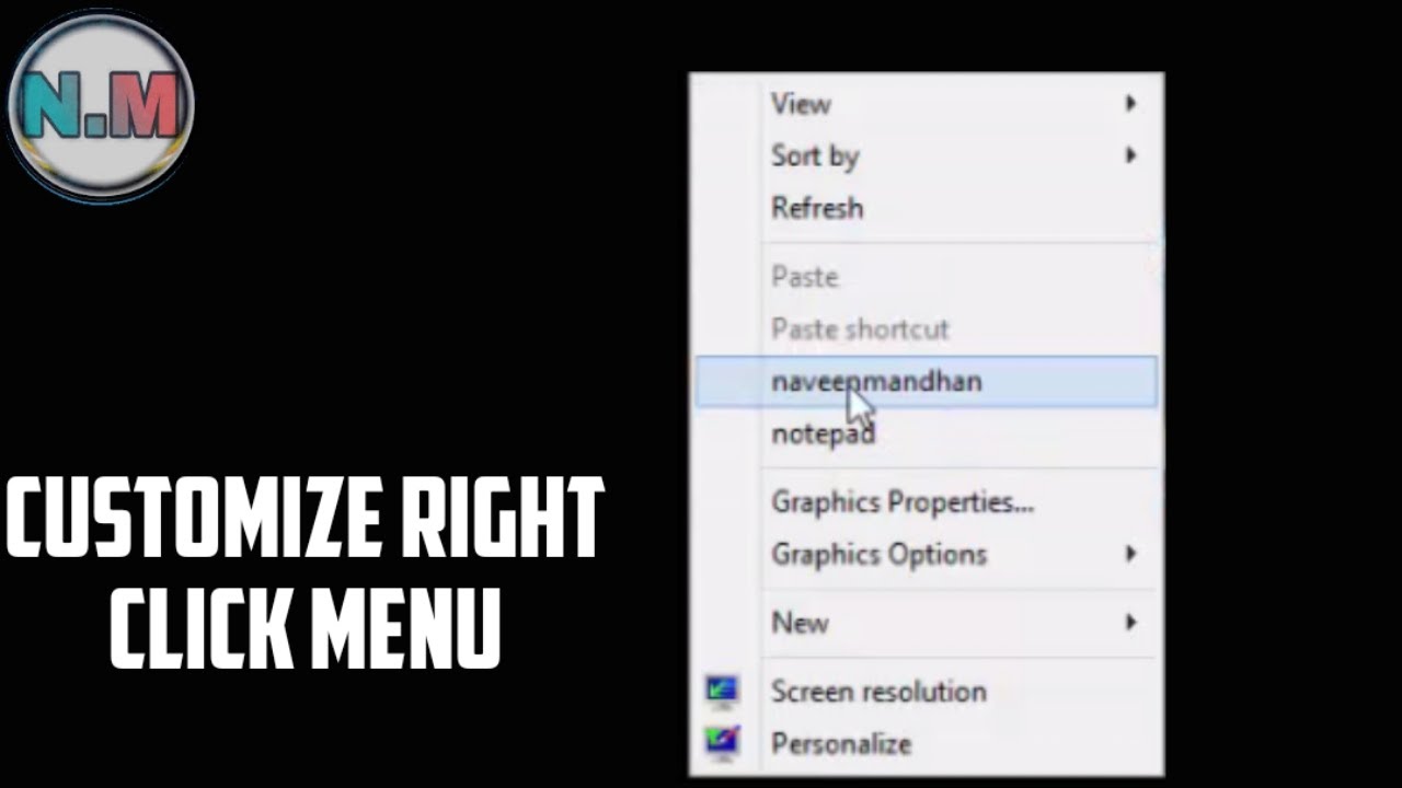 How To Customize And remove & Add Right Click Menu Options - YouTube