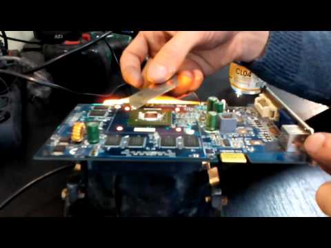 ремонт видеокарты артефакты - прогрев(реболлинг) прожектором