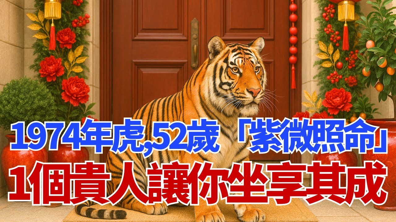 紫微星照命！1974年屬虎人，52歲「天虎降福」！你命中的「1個貴人」竟是他，後半生讓你「坐享其成」！#屬虎 #1974年虎 #生肖虎2026運勢 #貴人 #財運 #命理 #生肖虎 #甲寅虎 #木虎