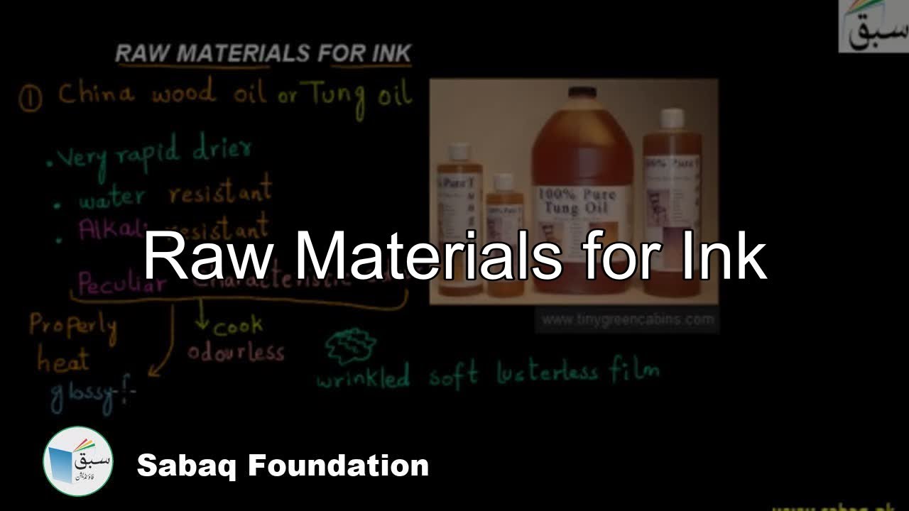 Raw Materials for Ink, Chemistry Lecture Sabaq.pk YouTube