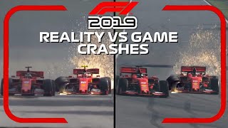 F1 2019 REAL LIFE CRASHES VS GAME