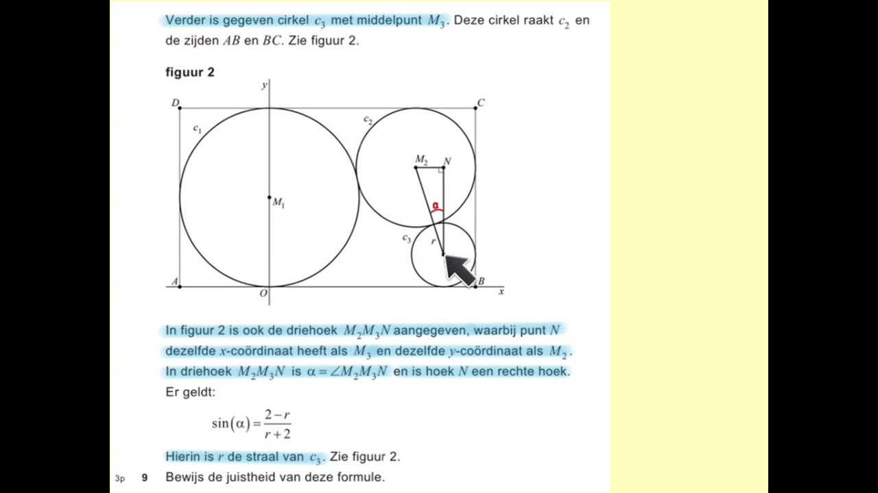 2021-II Rechthoek om cirkels (vraag 8 en 9) havo wiskunde B