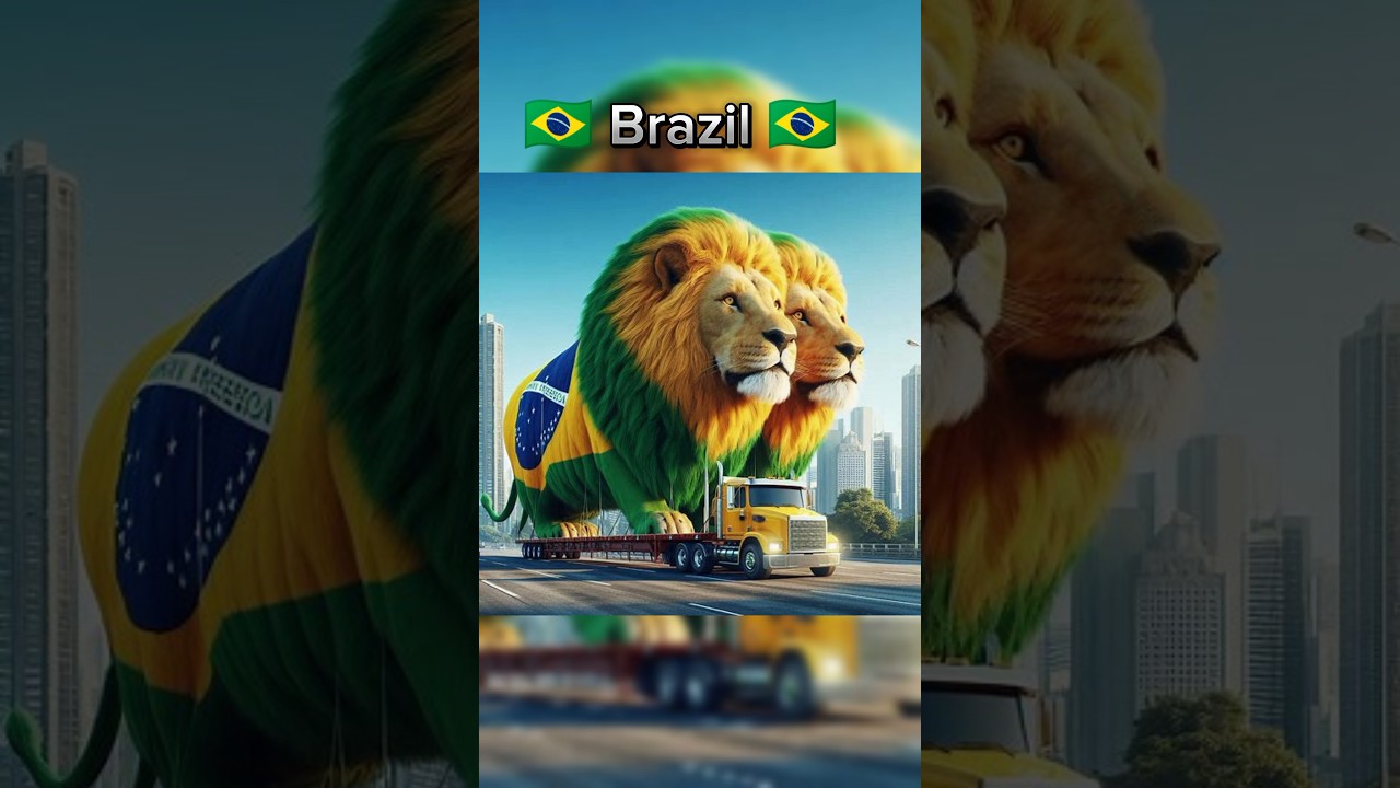 Ai two head lion and country flag 