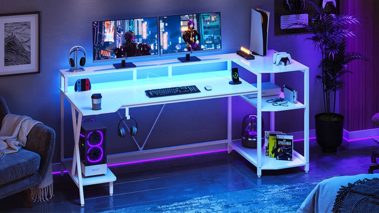 70.8 Inches Large PC Gamer Gaming Desk White | Sikaic