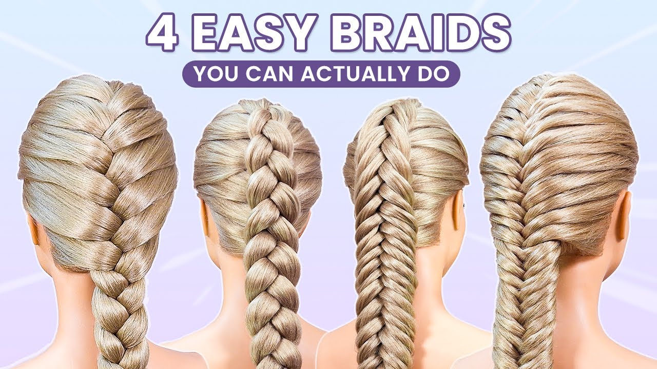 4 Basic Braids - How To Braid for Beginners - Hairstyles for Medium ...