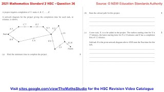 2021 HSC Maths Std2 Q36 How to Find Network Critical Path & Project Minimum Completion Time | CPA