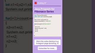Java Program To Print Fibonacci Series | Coding 57   #shorts#coding #programming #java #shortvideo