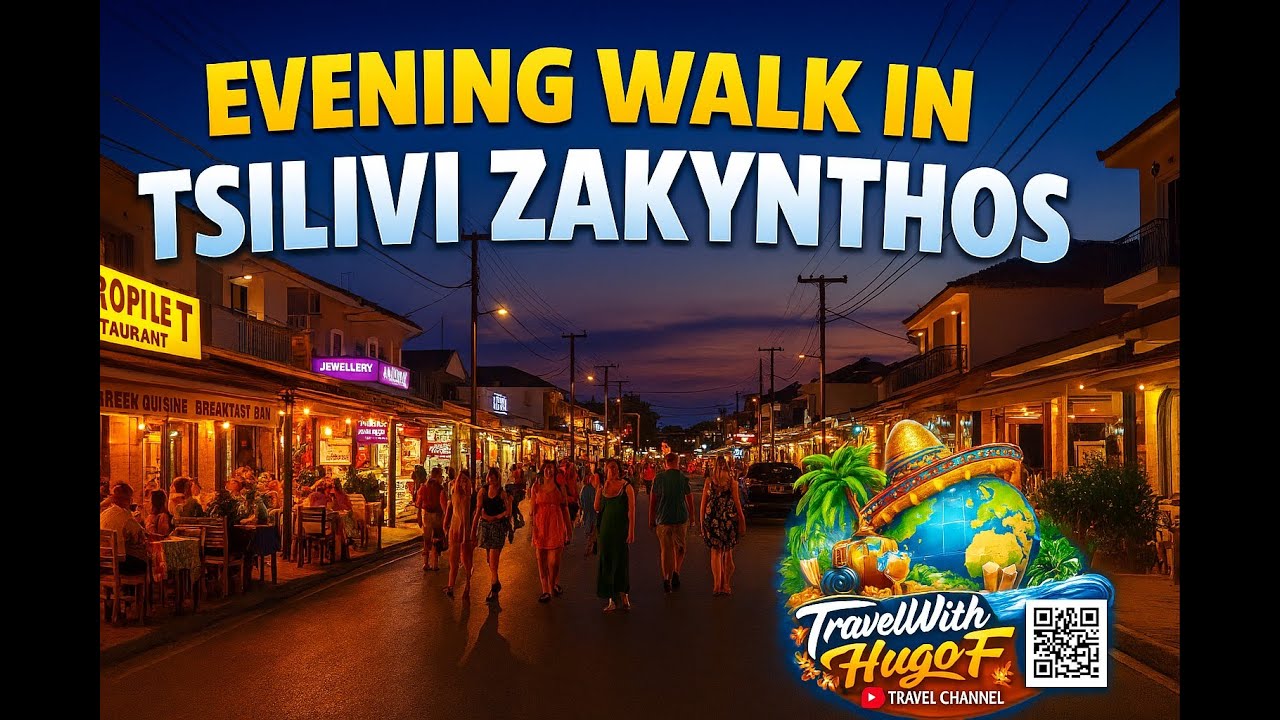 🇬🇷 Tsilivi Zakynthos Evening walking video @TravelWithHugoF #tsilivi #zakynthos #greece