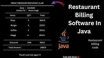 Restaurant Billing Code in Java ||  Restaurant Billing Software in Java