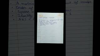 Class 12 Maths Matrices Easy Short Notes