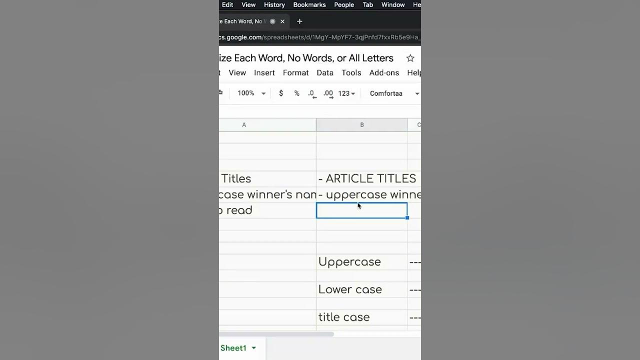 How to capitalize words in Google Sheets | Title case, Upper case ...