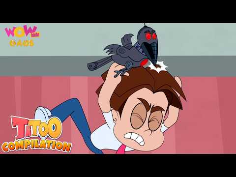 Titoo Par Huva Robot Crow ka Hamla | Titoo Funny Cartoon Compilation | Hindi Cartoon for Kids #titoo
