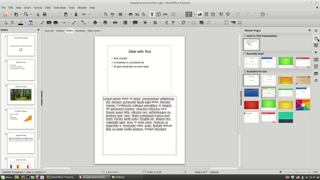 LibreOffice: Presentation notes