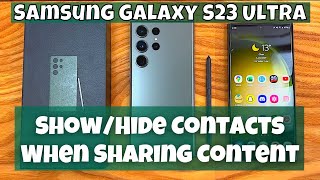 How to Show/Hide Contacts When Sharing Content Samsung Galaxy S23 Ultra