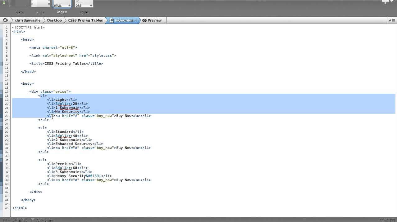 CSS3 Tutorial: Design A Modern And Mobile Ready Pricing CSS3 Table ...