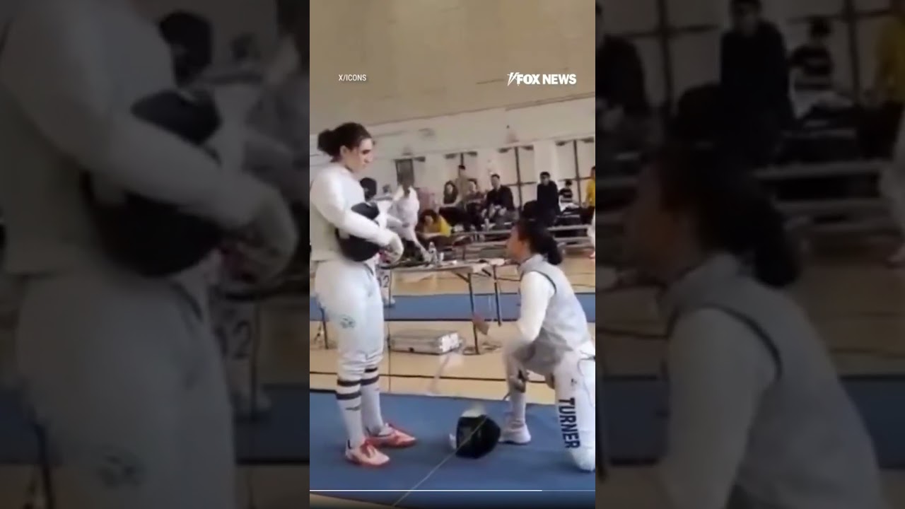 Female fencer black carded for not facinging male opponent #news #politics #culture