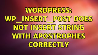 Wordpress: wp_insert_post does not insert string with apostrophes correctly