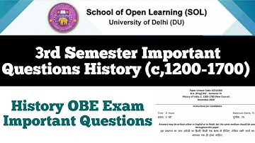 Du Sol B.A Programme History Important Questions 3rd semester OBE Exam 2021