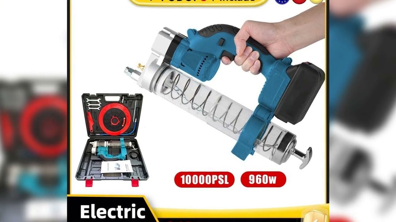 A must-have product! 10000PSL 689Bar Brushless Motor Grease Gun Lubricator 960W Electric Grease Gu