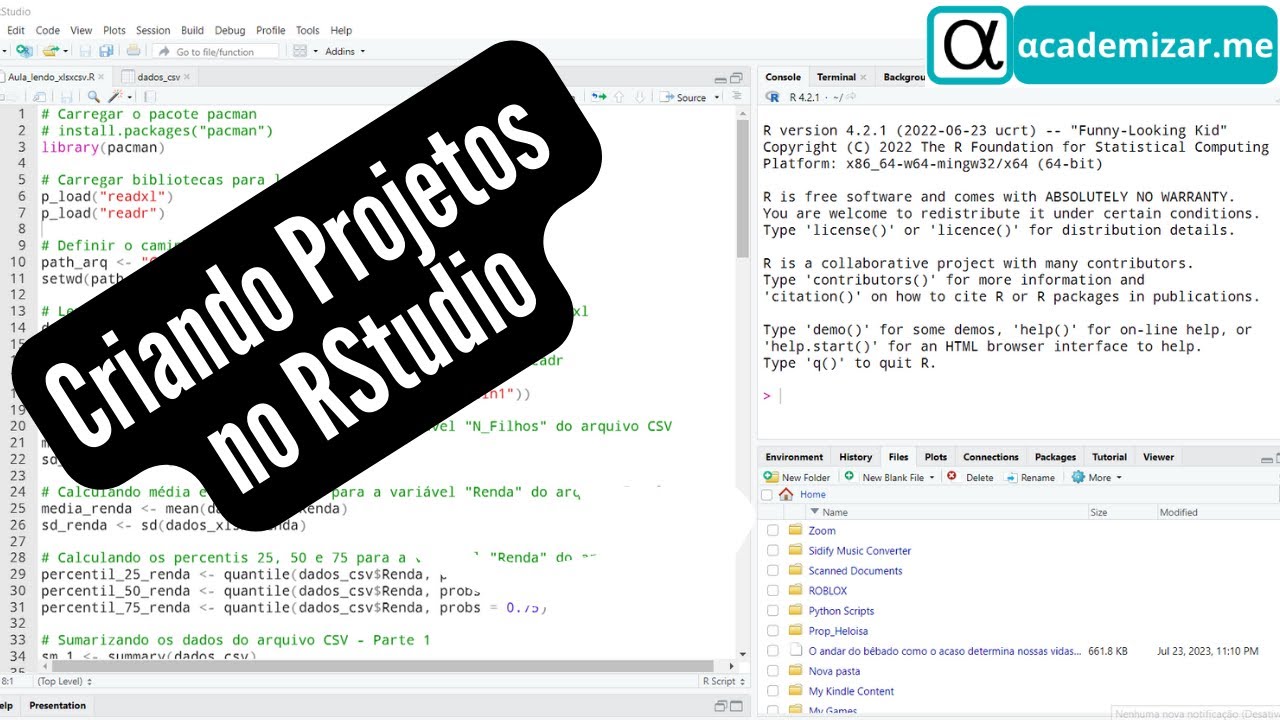 Criando projetos no Rstudio - YouTube