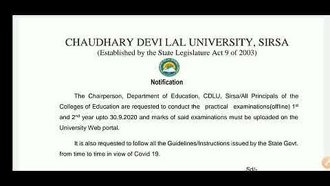 B.Ed 1st year & 2nd year practical examination notification (CDLU) NAVEEN Dahiya