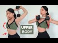 Sexy upper body in 20 days! arms, chest, shoulders, upper back and abs. Dumbbells and band