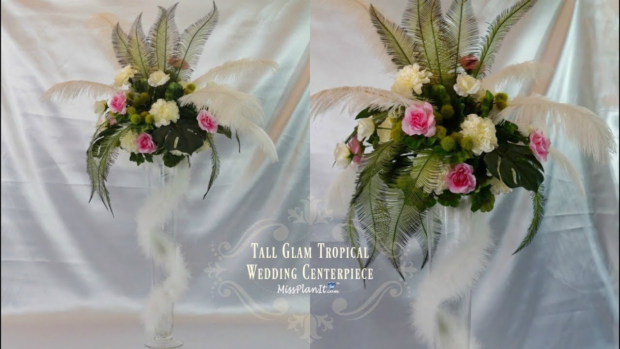 DIY Tall Glam Tropical Wedding Centerpiece DIY Tall Centerpieces