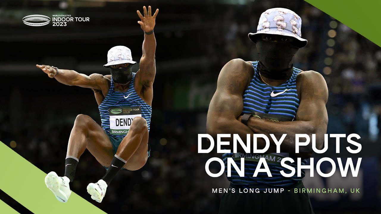 Huge final attempt from Dendy 🇺🇸 in the men's long jump World Indoor