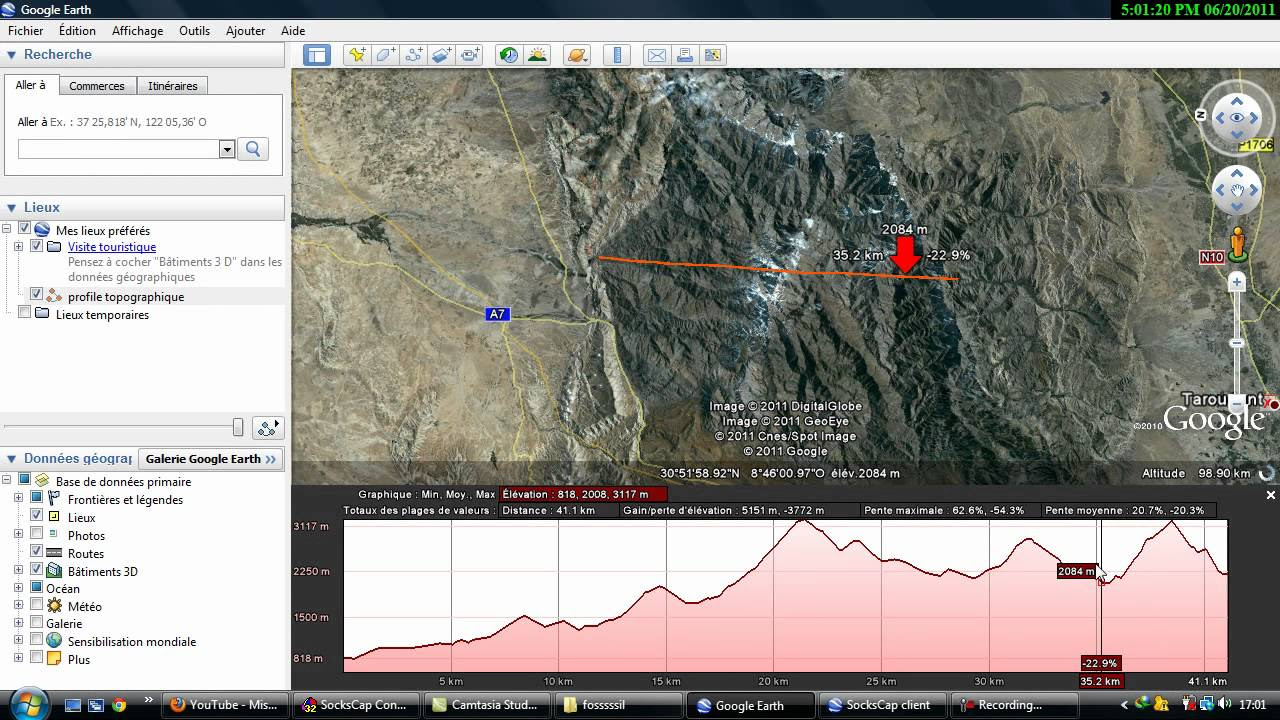 Update New realiser profile topographique avec Google earth