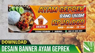 Belajar desain coreldraw membuat banner Warung Makan Ayam  Geprek. 