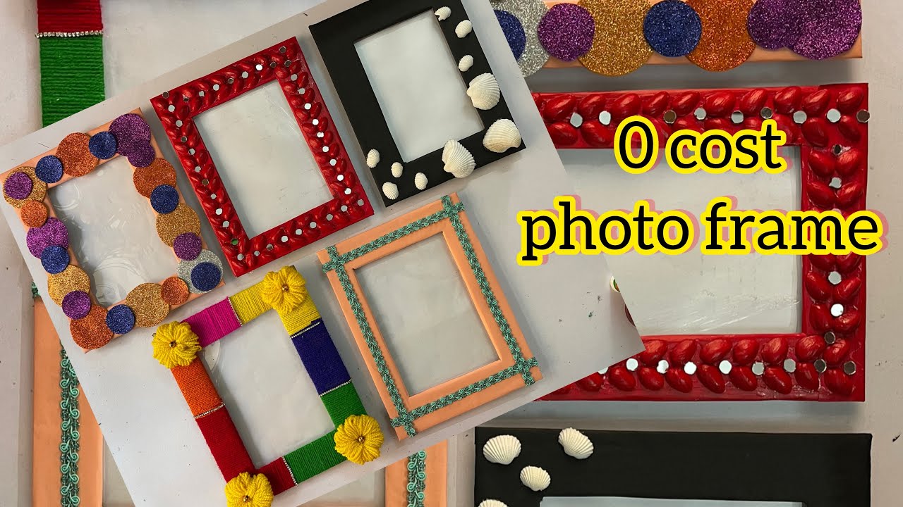 Photo frame making different material, wall decor idea, easy photo