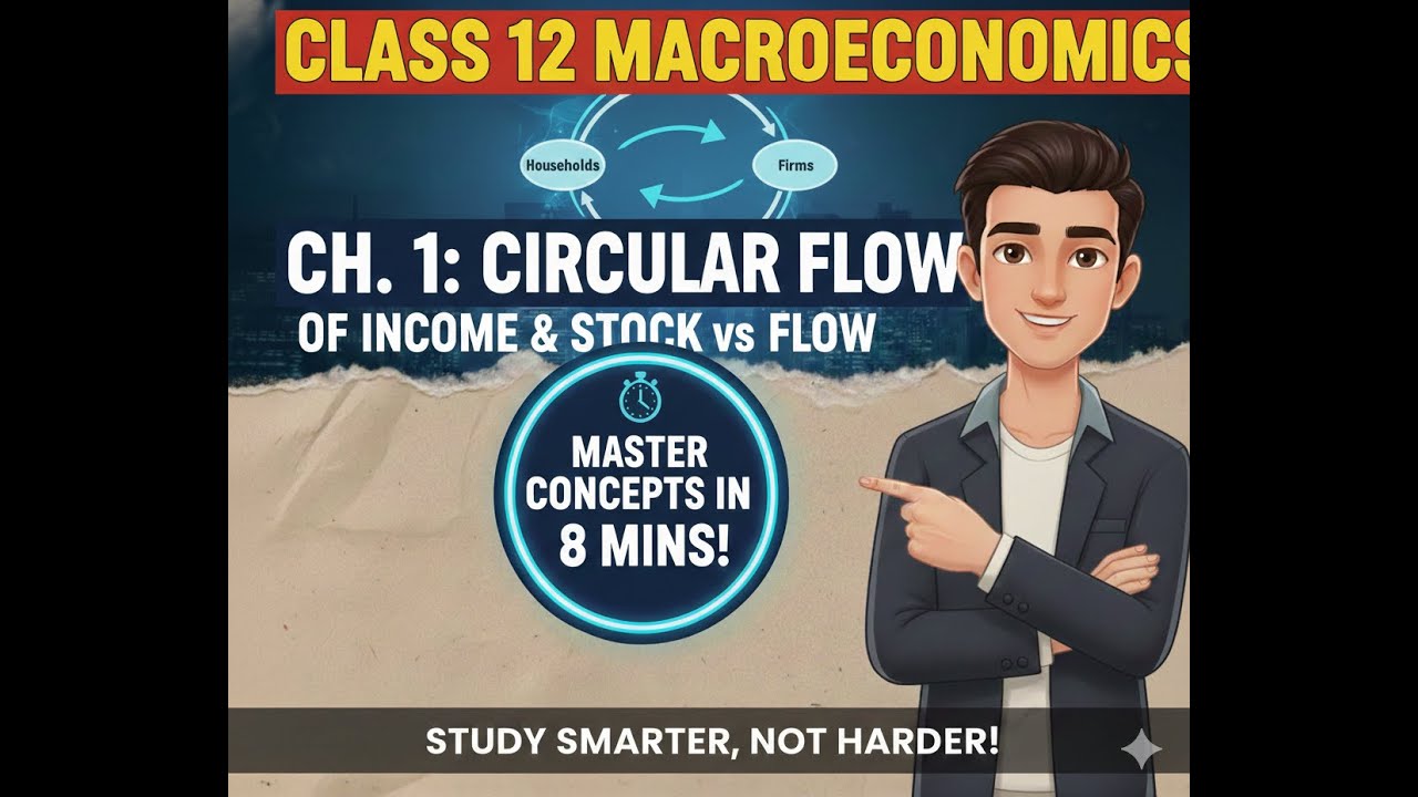 Class 12 Macroeconomics Ch 1: Circular Flow | Stock vs Real | Complete Chapter in 8 Mins! ⏱️