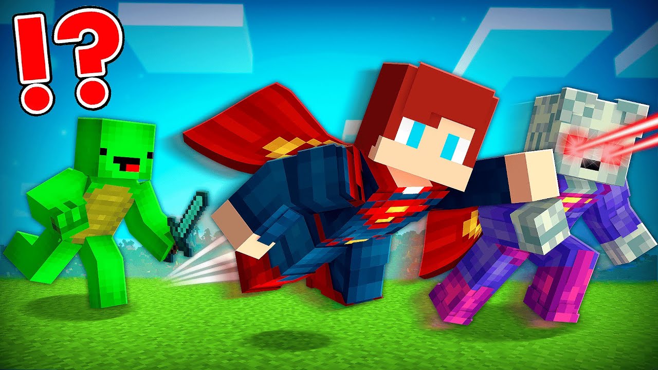 Superman and Bizarro Speedrunners vs Hunter in Minecraft - Maizen JJ and Mikey